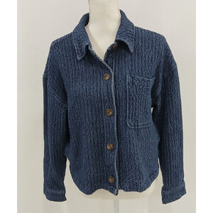 BAGATELLE Textured Blue Denim Shirt Jacket Shacket‎ Pockets Size M